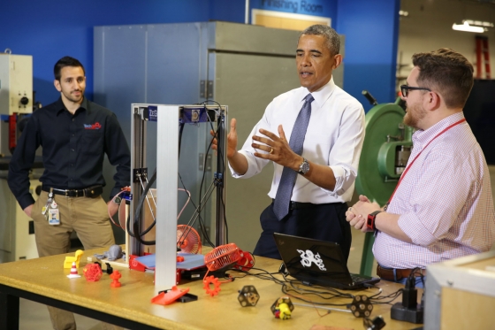 President Obama at TechShop Pittsburgh. Official White House Photo by Chuck Kennedy. 