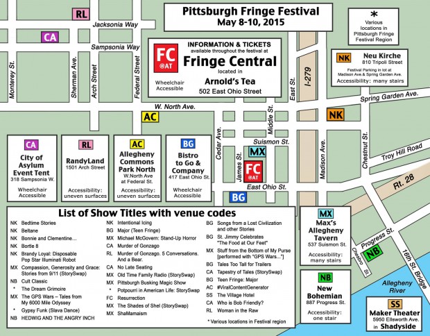 Map of the 2015 Pittsburgh Fringe Festival